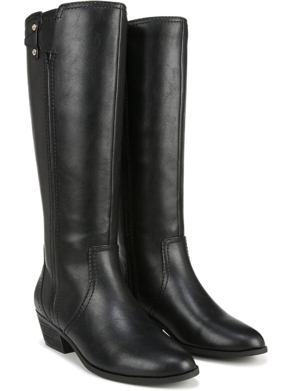 Women's Black Brilliance Wide Calf Knee High Boots Lightweight Faux Leather